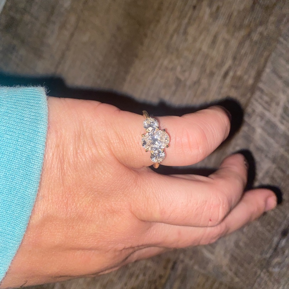 VRAI 3 stone engagement ring.